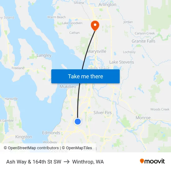 Ash Way & 164th St SW to Winthrop, WA map