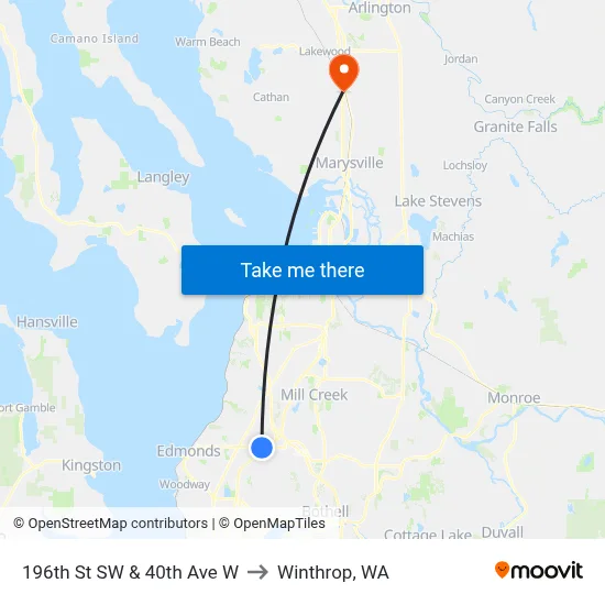 196th St SW & 40th Ave W to Winthrop, WA map