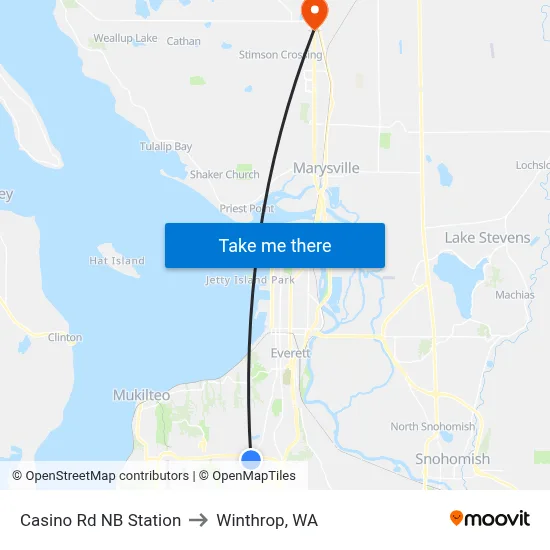 Casino Rd NB Station to Winthrop, WA map