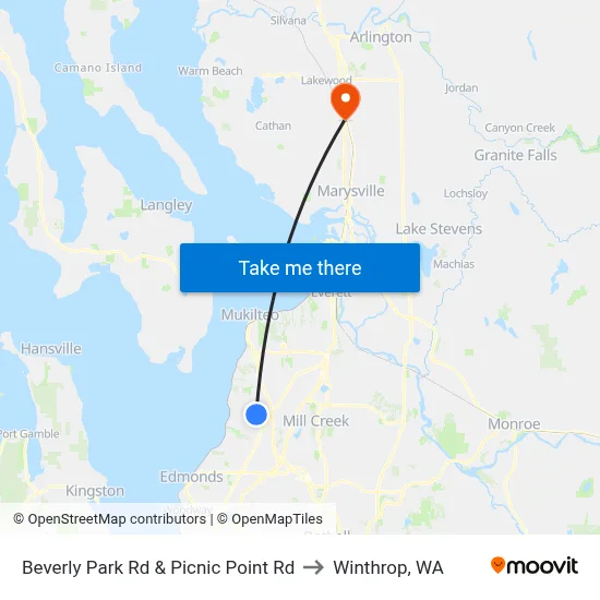 Beverly Park Rd & Picnic Point Rd to Winthrop, WA map