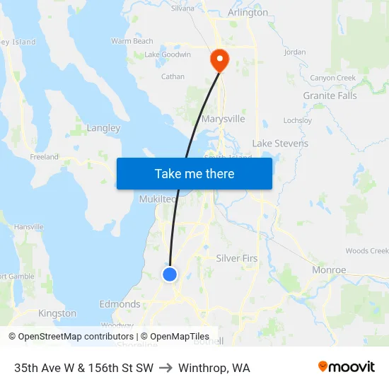 35th Ave W & 156th St SW to Winthrop, WA map