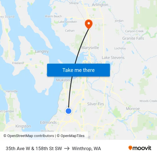 35th Ave W & 158th St SW to Winthrop, WA map