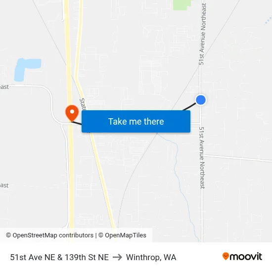 51st Ave NE & 139th St NE to Winthrop, WA map