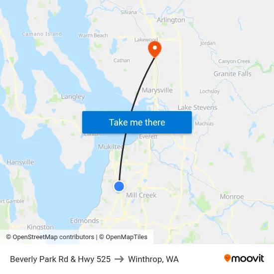Beverly Park Rd & Hwy 525 to Winthrop, WA map
