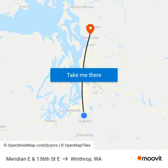 Meridian E & 136th St E to Winthrop, WA map