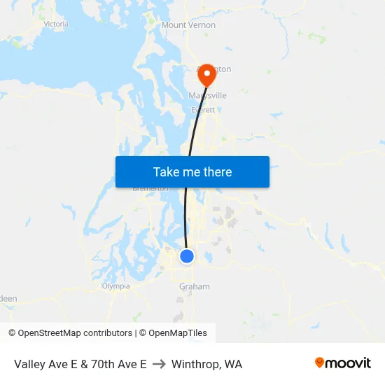 Valley Ave E & 70th Ave E to Winthrop, WA map