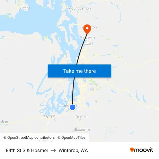 84th St S & Hosmer to Winthrop, WA map