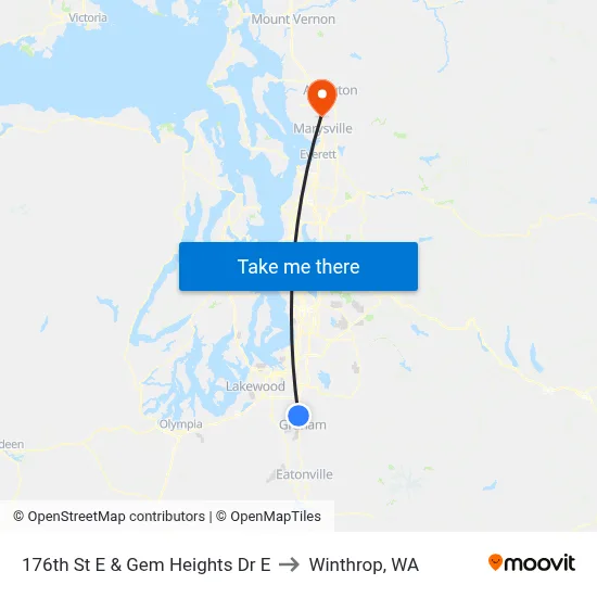 176th St E & Gem Heights Dr E to Winthrop, WA map
