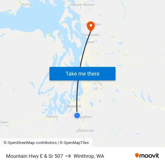 Mountain Hwy E & Sr 507 to Winthrop, WA map