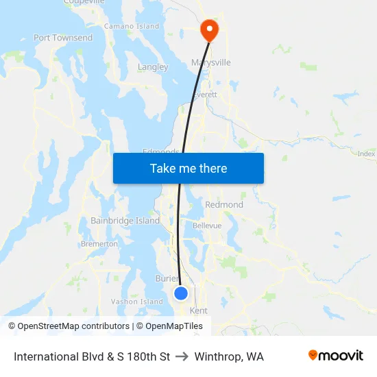 International Blvd & S 180th St to Winthrop, WA map