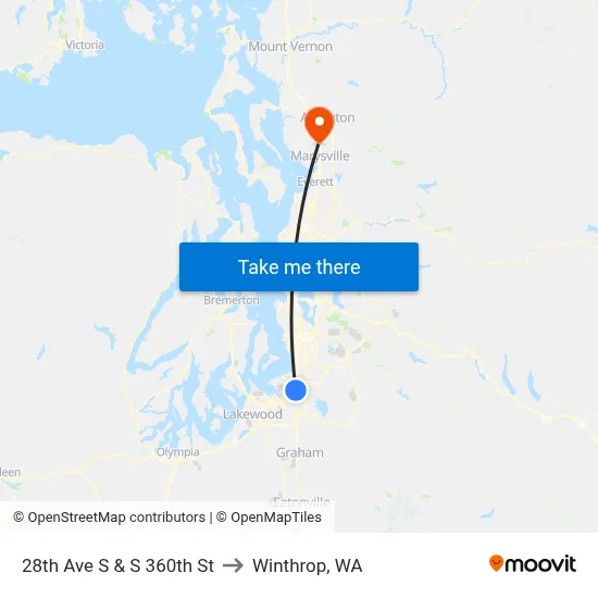 28th Ave S & S 360th St to Winthrop, WA map