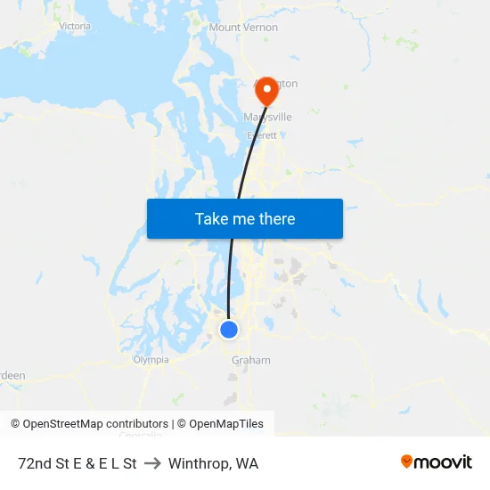 72nd St E & E L St to Winthrop, WA map