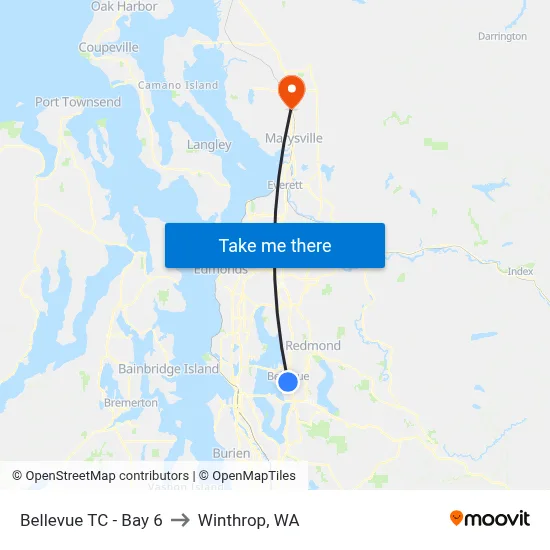 Bellevue TC - Bay 6 to Winthrop, WA map