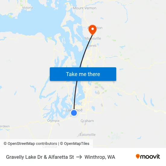 Gravelly Lake Dr & Alfaretta St to Winthrop, WA map