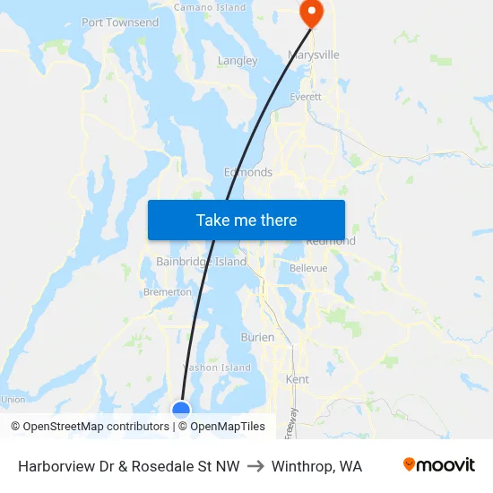 Harborview Dr & Rosedale St NW to Winthrop, WA map