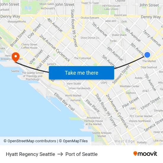 Hyatt Regency Seattle to Port of Seattle map