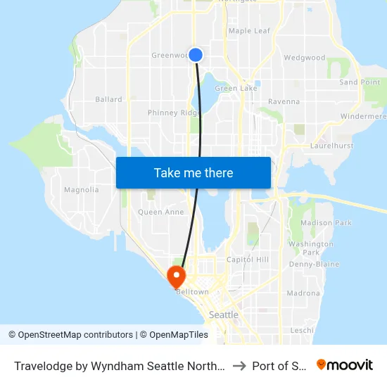 Travelodge Seattle - North Of Downtown to Port of Seattle map