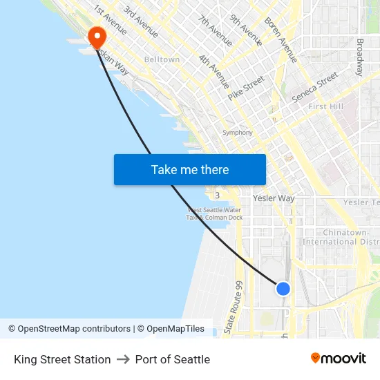King Street Station to Port of Seattle map