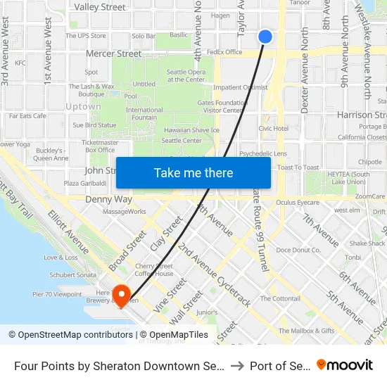 Four Points by Sheraton Downtown Seattle Center to Port of Seattle map