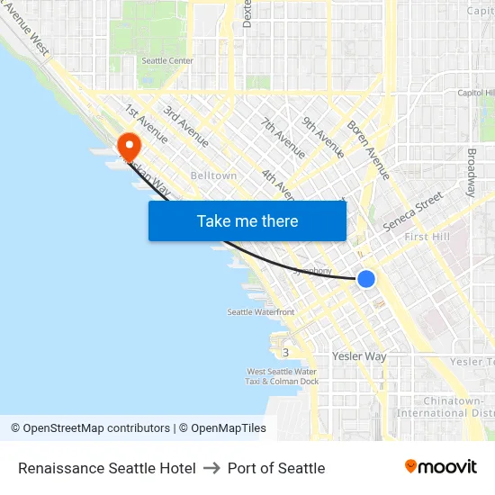 Renaissance Seattle Hotel to Port of Seattle map