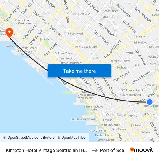Kimpton Hotel Vintage Seattle an IHG Hotel to Port of Seattle map