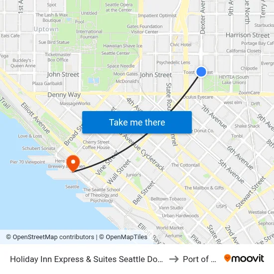 Holiday Inn Express & Suites Seattle Downtown - Lake Union to Port of Seattle map