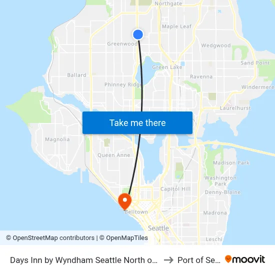 Days Inn by Wyndham Seattle North of Downtown to Port of Seattle map