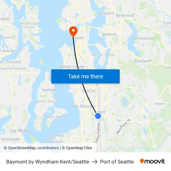 Baymont by Wyndham Kent/Seattle to Port of Seattle map