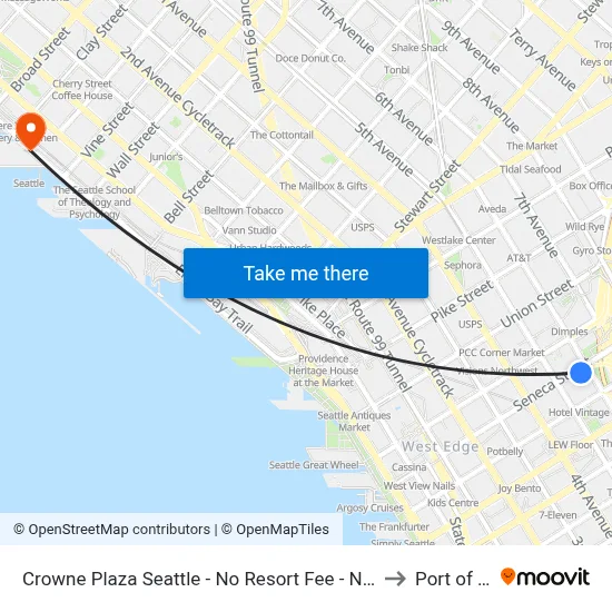Crowne Plaza Seattle - No Resort Fee - Newly Renovated IHG Hotel to Port of Seattle map
