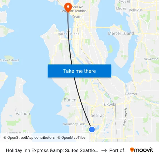 Holiday Inn Express &amp; Suites Seattle-Sea-Tac Airport by IHG, SeaTac to Port of Seattle map