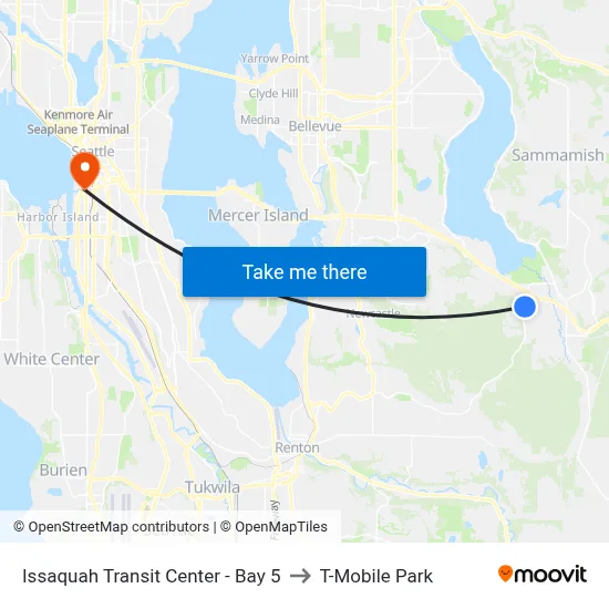 Issaquah Transit Center - Bay 5 to T-Mobile Park map