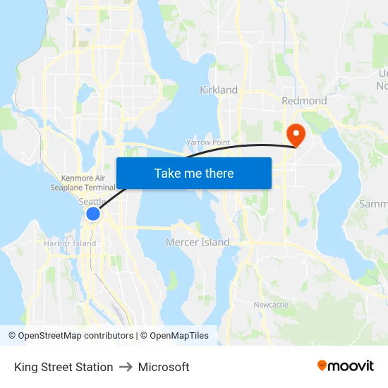 King Street Station to Microsoft map