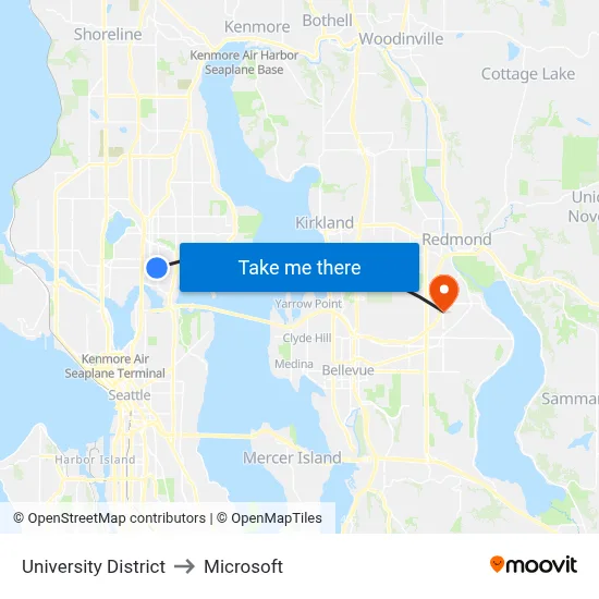 University District to Microsoft map