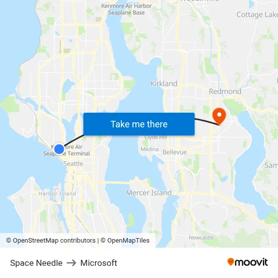 Space Needle to Microsoft map