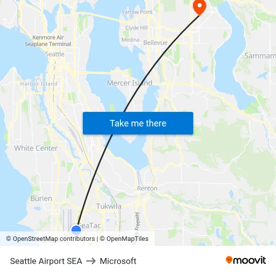 Seattle Airport SEA to Microsoft map