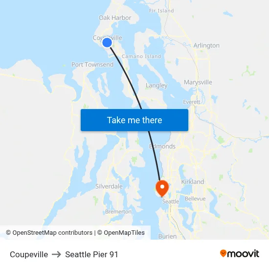 Coupeville to Seattle Pier 91 map
