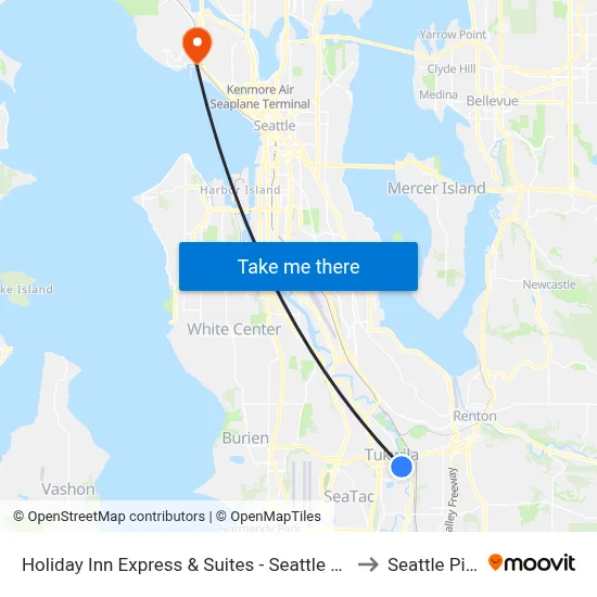 Holiday Inn Express & Suites - Seattle South Tukwila to Seattle Pier 91 map