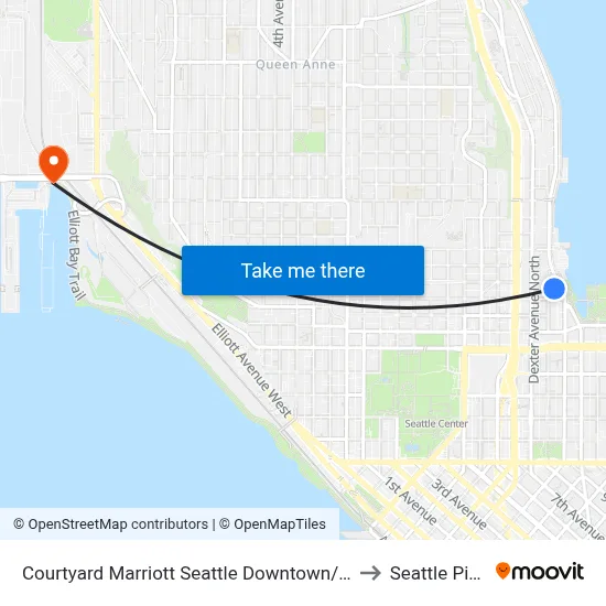Courtyard Marriott Seattle Downtown/Lake Union to Seattle Pier 91 map