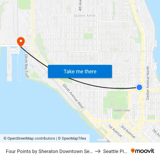 Four Points by Sheraton Downtown Seattle Center to Seattle Pier 91 map