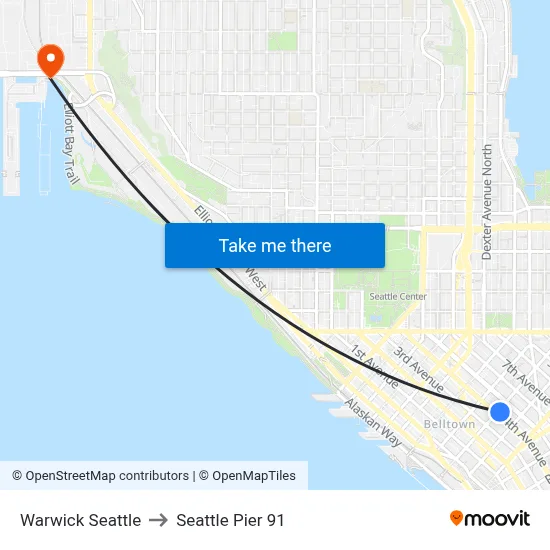 Warwick Seattle to Seattle Pier 91 map