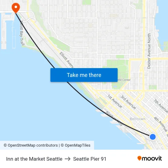 Inn at the Market Seattle to Seattle Pier 91 map