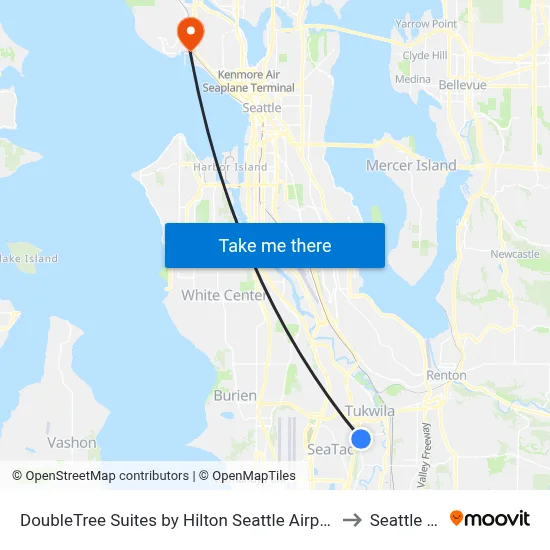 DoubleTree Suites by Hilton Seattle Airport Southcenter Tukwila to Seattle Pier 91 map