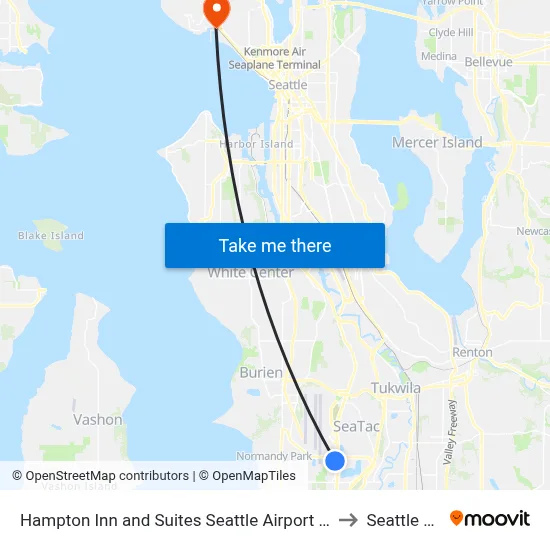 Hampton Inn and Suites Seattle Airport 28th Avenue SeaTac to Seattle Pier 91 map
