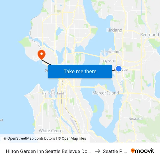 Hilton Garden Inn Seattle Bellevue Downtown Wa to Seattle Pier 91 map