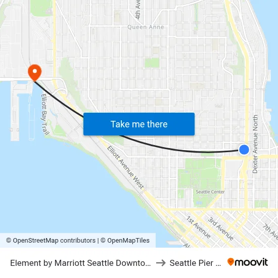 Element by Marriott Seattle Downtown to Seattle Pier 91 map