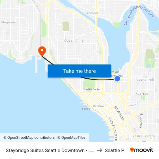 Staybridge Suites Seattle Downtown - Lake Union by IHG to Seattle Pier 91 map