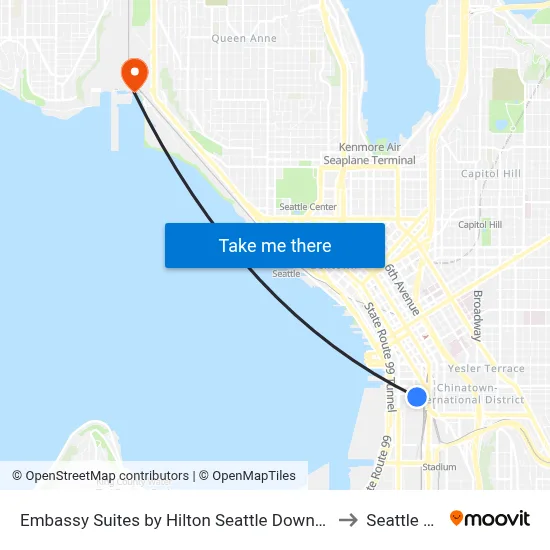 Embassy Suites by Hilton Seattle Downtown Pioneer Square to Seattle Pier 91 map