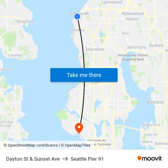 Dayton St & Sunset Ave to Seattle Pier 91 map