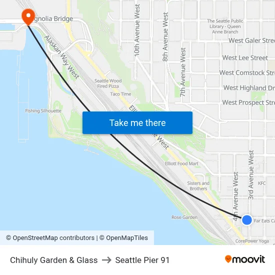 Chihuly Garden & Glass to Seattle Pier 91 map