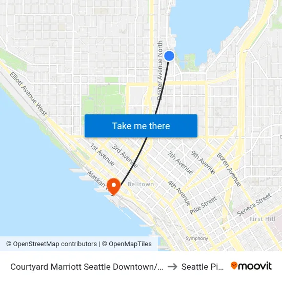 Courtyard Marriott Seattle Downtown/Lake Union to Seattle Pier 66 map